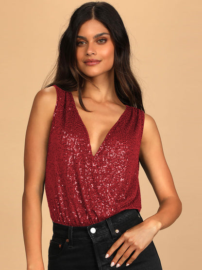 Sexy V Neck Shinning Backless Night Party Jumpsuits