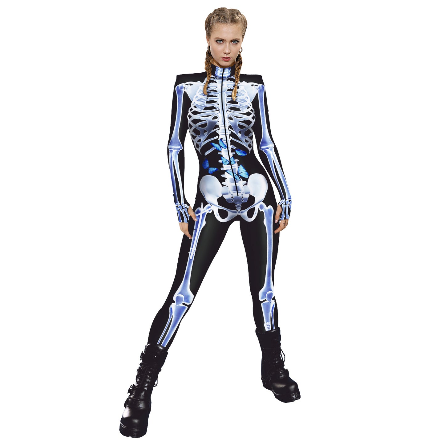 Halloween Skeleton Long Sleeves Jumpsuits Cosplay Costumes