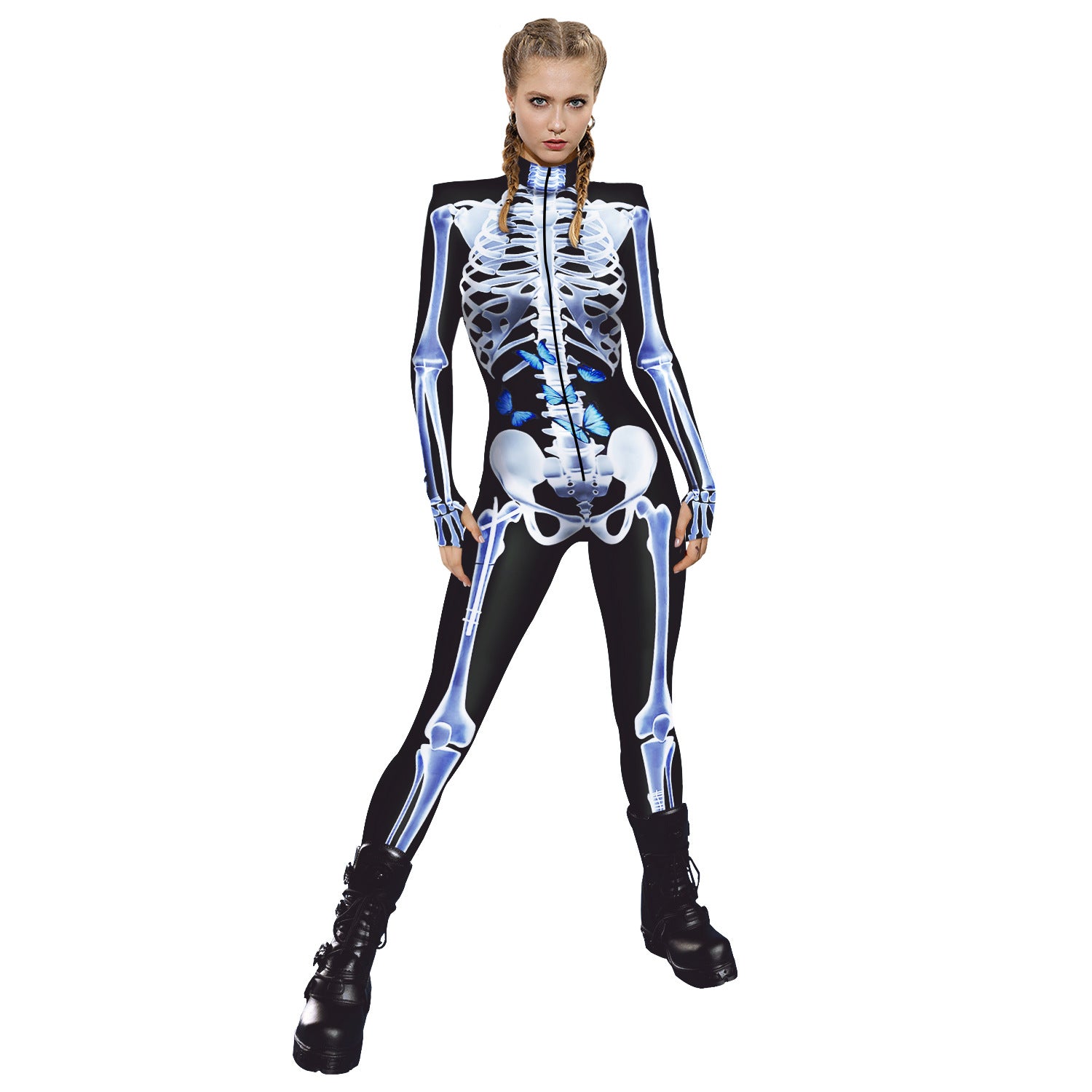Halloween Skeleton Long Sleeves Jumpsuits Cosplay Costumes