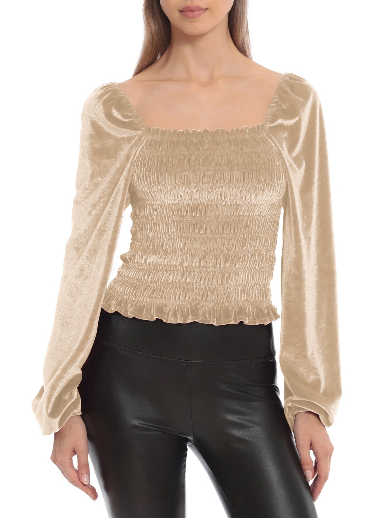 Elegant Designed Velvet Long Sleeves T Shirts
