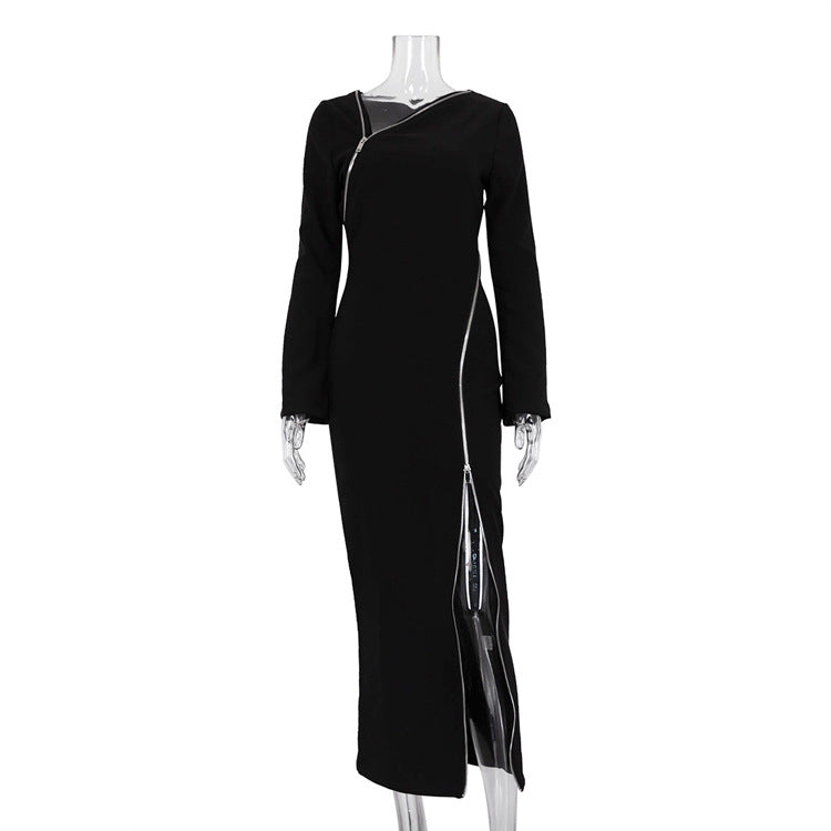 Sexy Designed Zipper Black Sheath Dresses