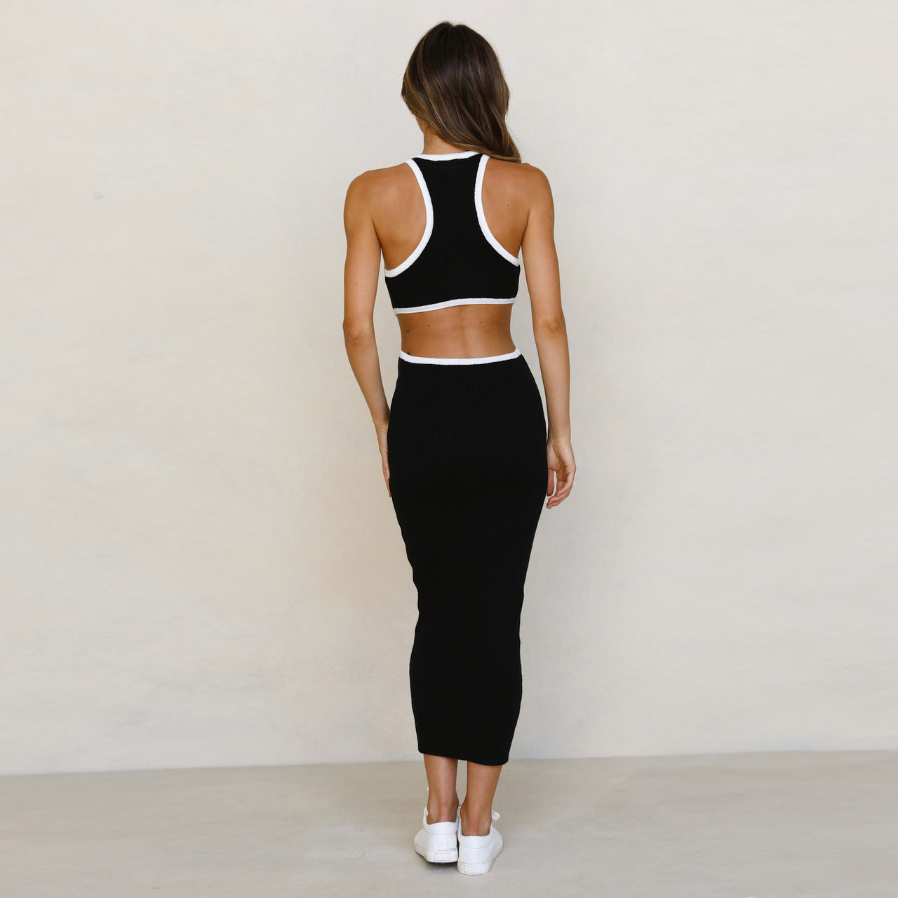 Sexy Backless Knitted Sheath Midi Dresses