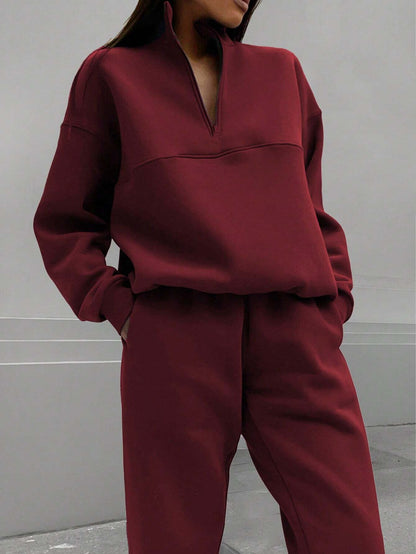 Fashion Zipper Women Two Pieces Sports Suits