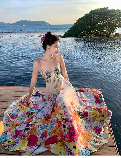 Colorful Oil Painting Summer Holiday Dresses for Women
