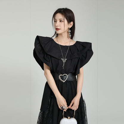 Designed Ruffled Short Sleeves Shirts