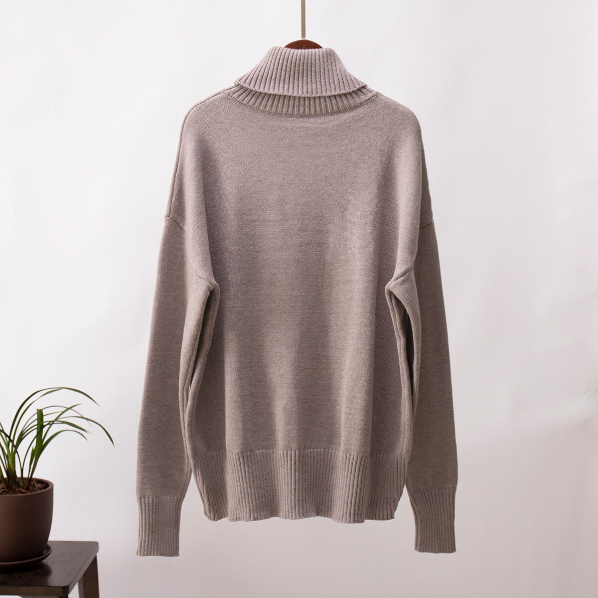 Fashion High Neck Knitted Pullover Sweaters for Women