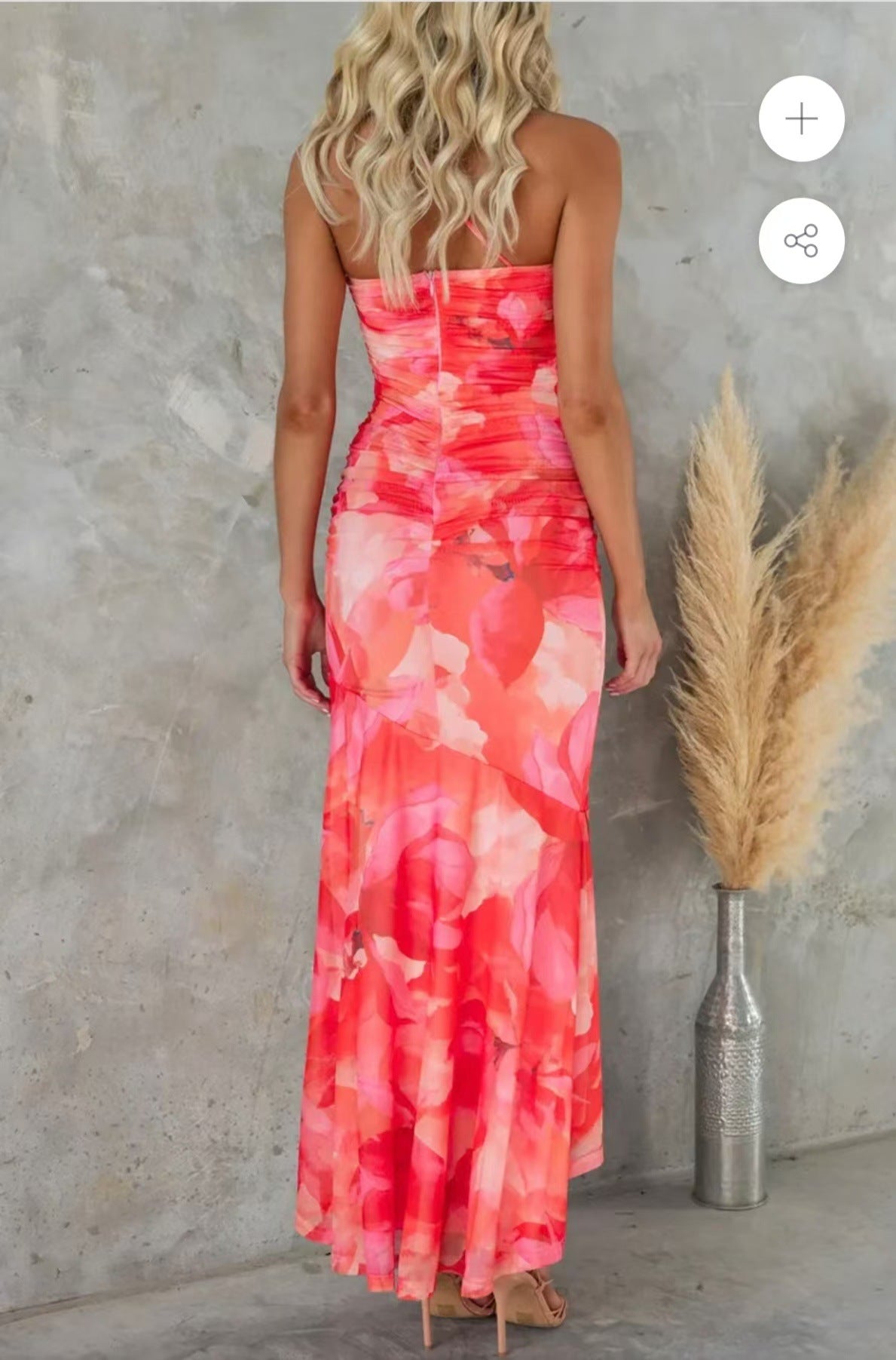 Trendy Explosive One Shoulder Floral Elastic Bodycon Dress