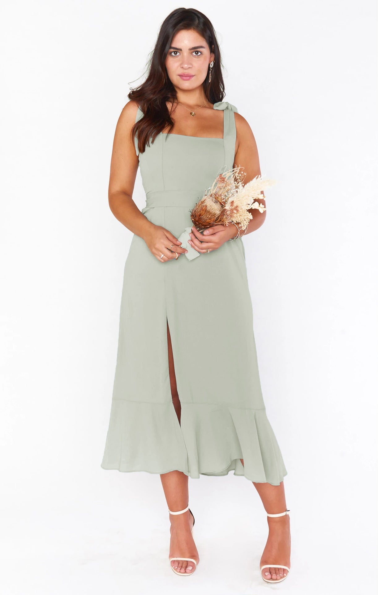 Fashion Summer Split Front Midi Dresses for Women