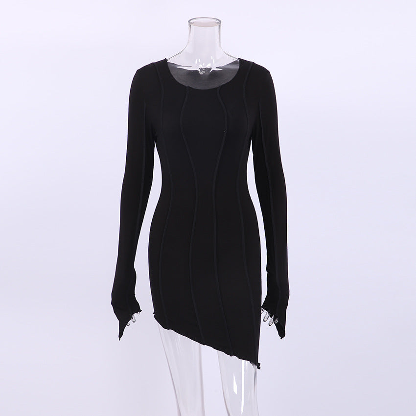 Sexy High Neck Elastic Knitted Mini Sheath Dresses