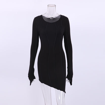 Sexy High Neck Elastic Knitted Mini Sheath Dresses