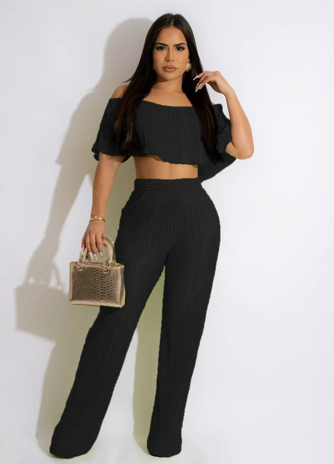 Sexy Summer Strapless Tops and Long Pants Two Pieces Suits