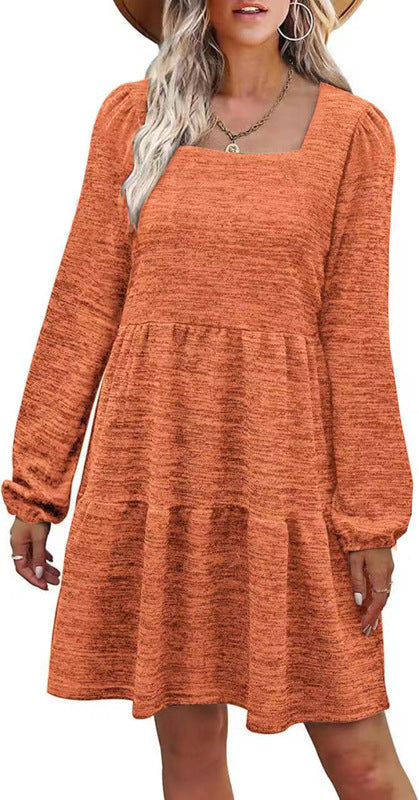 Fashion Square Neckline Fall Mini Dresses