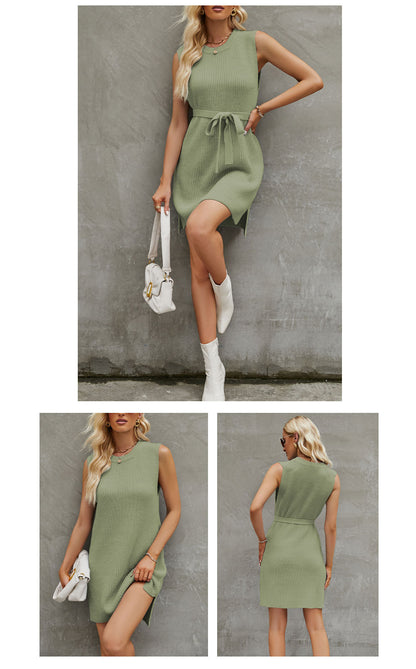 Fashion Round Neckline Knitted A Line Mini Dresses