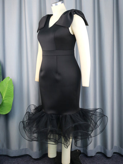 Sexy Sleeveless Plus Sizes Black Party Dresses
