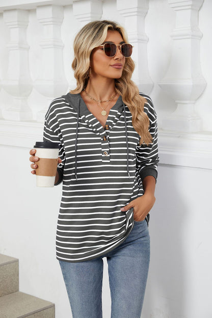 Casual Striped Long Sleeves Hoodies
