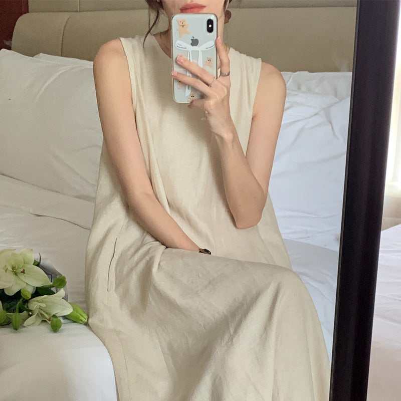 Casual Sleeveless Long Linen Dresses