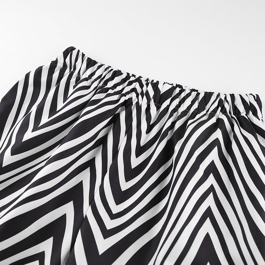Fashion Black & White Stripes Two Pieces Suits for Women