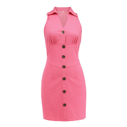 Elegant Sleeveless Denim Mini Short Dresses
