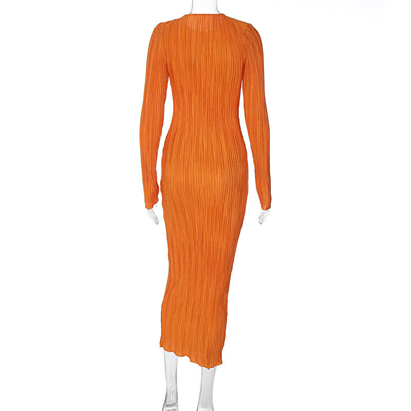 Fashion Round Neck Long Sleeves Dresses