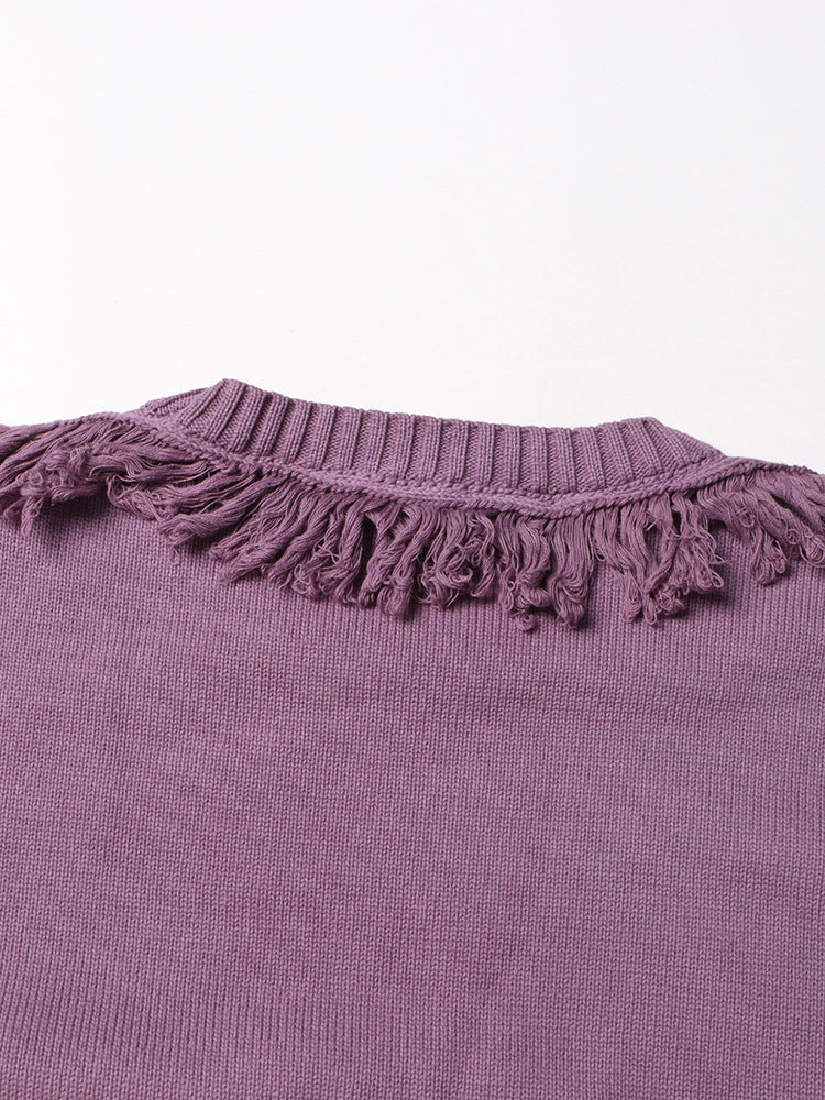 Designed  Fashion Coloring Tassels Knitted Sweaters