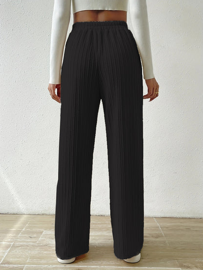 Casual Elastic High Waist Wide Legs Pants for Women