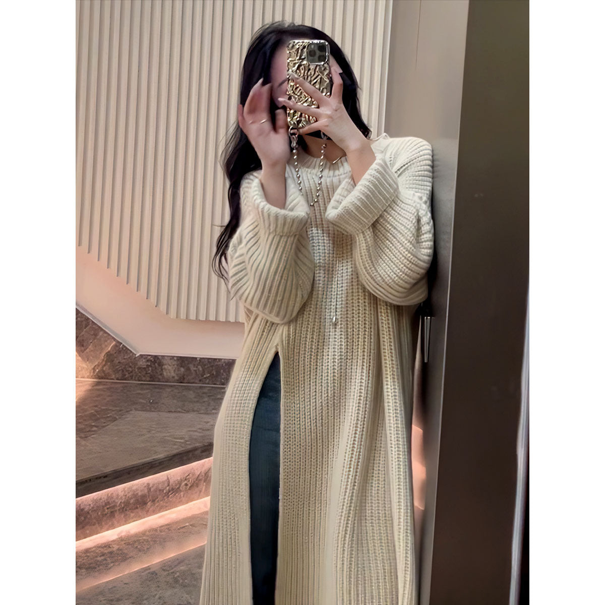 Fashion Designed Knitted Pullover Long Sweaters
