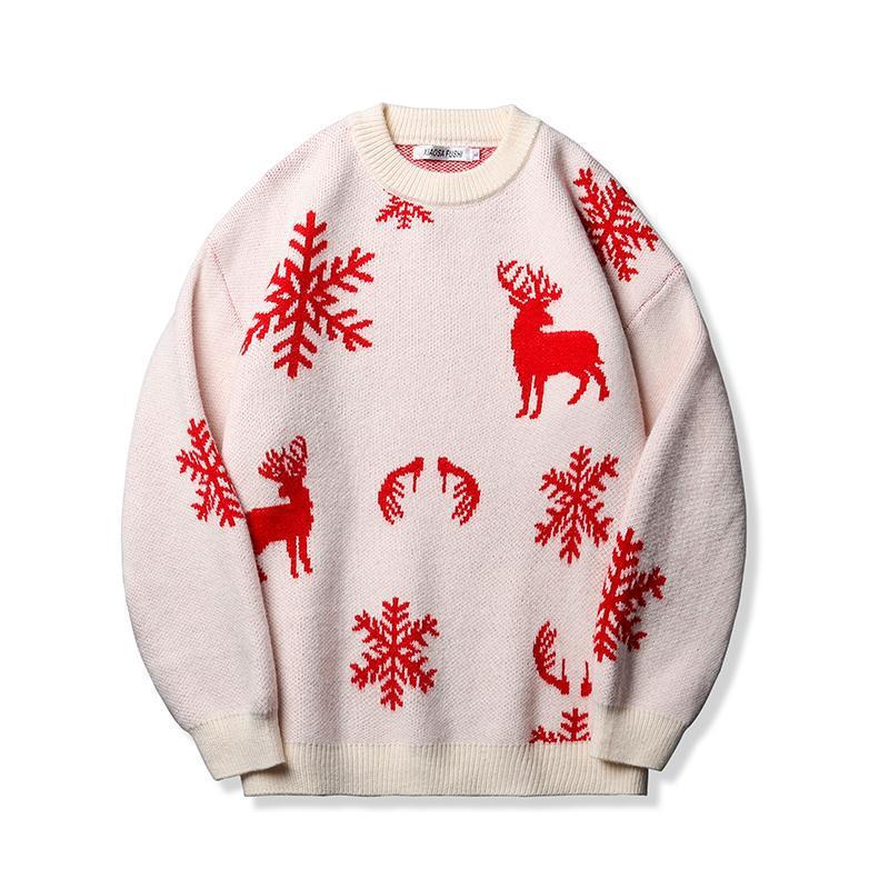 Merry Christmas Elk Print Knitted Pullover Sweaters