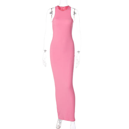 Sexy Fashion Round Neck Sleeveless Long Dresses