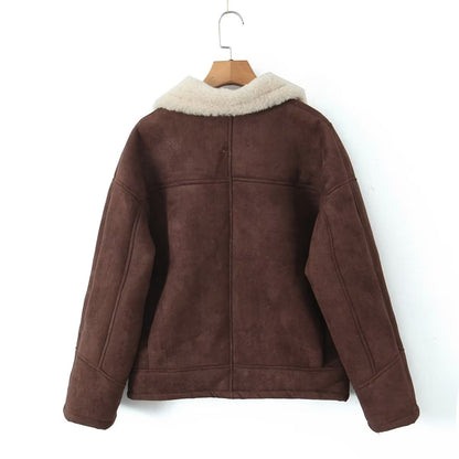 Vintage Winter Lamb Wool Outerwear for Women