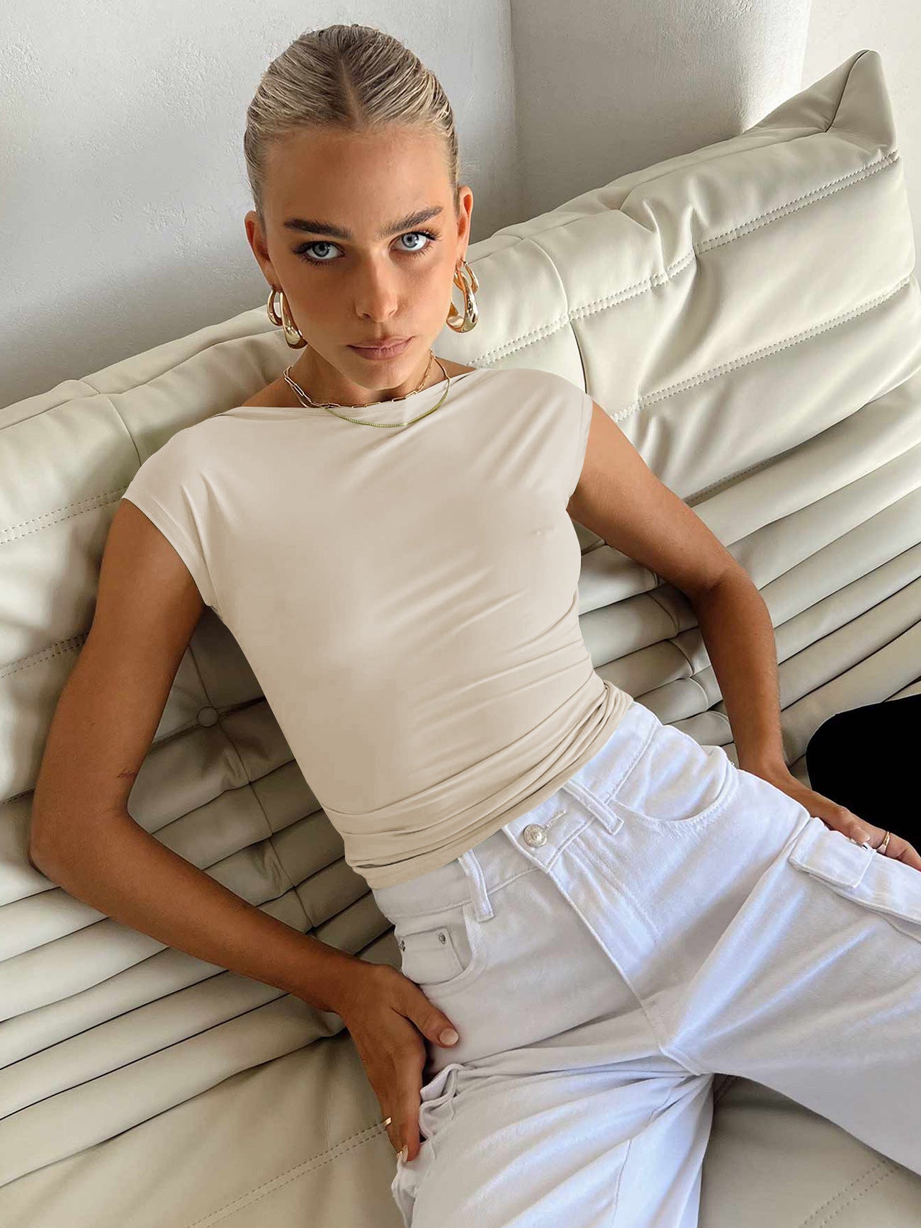 Sexy Backless Soft Summer Women Tight T Shirts