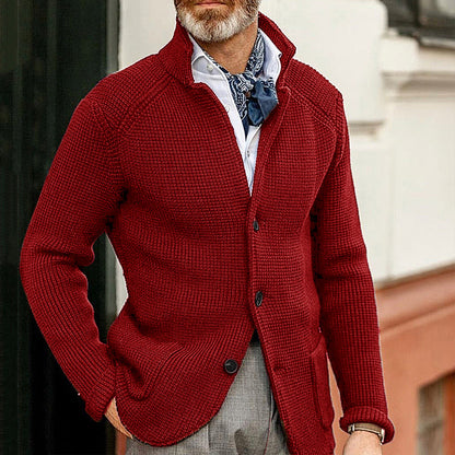 Casual Stand Collar Plus Sizes Knitted Cardigan Sweaters for Men