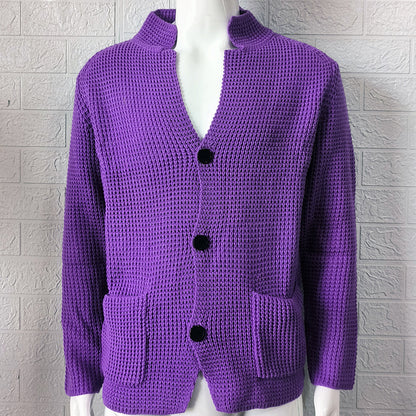 Casual Stand Collar Plus Sizes Knitted Cardigan Sweaters for Men