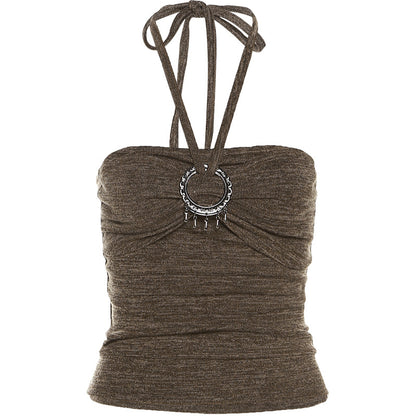 Fashion Sleeveless Brown Short Tank Tops