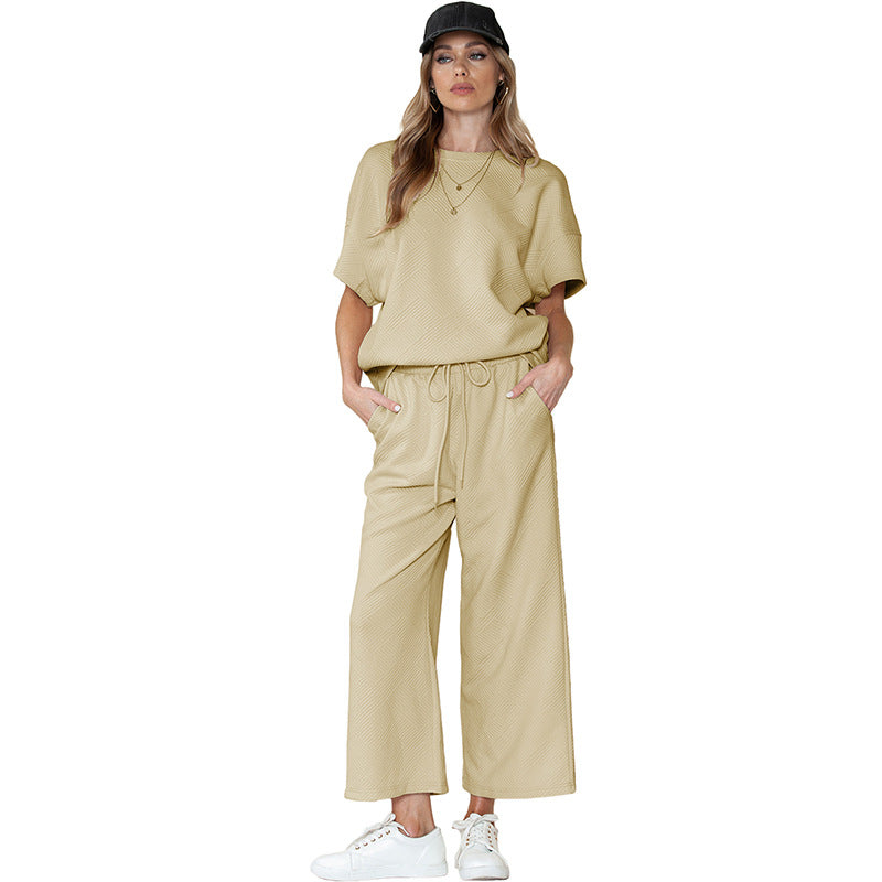 Casual Summer Drawstring Two Pieces Women Suits