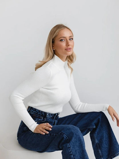 Sexy High Neck Knitted Sheath Shirts
