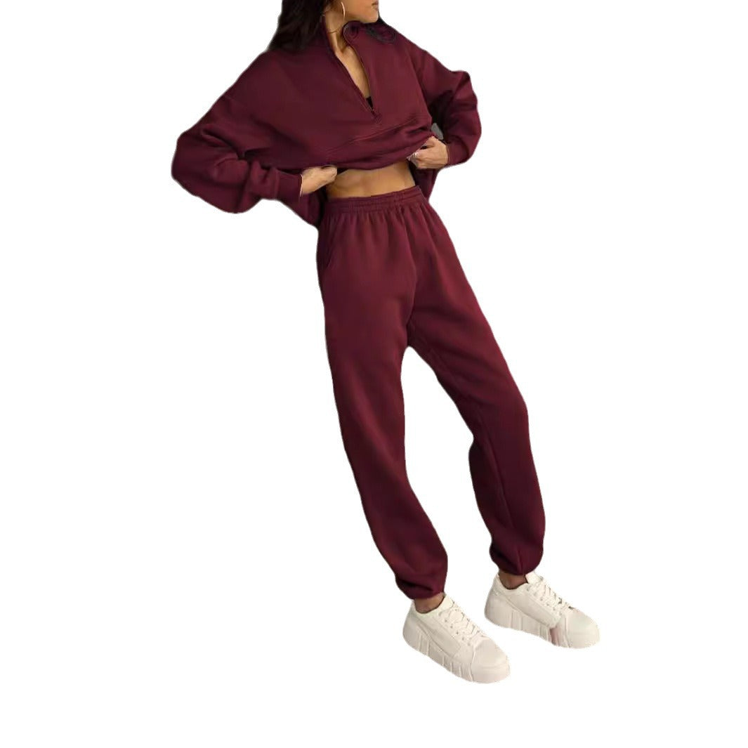 Fashion Zipper Women Two Pieces Sports Suits
