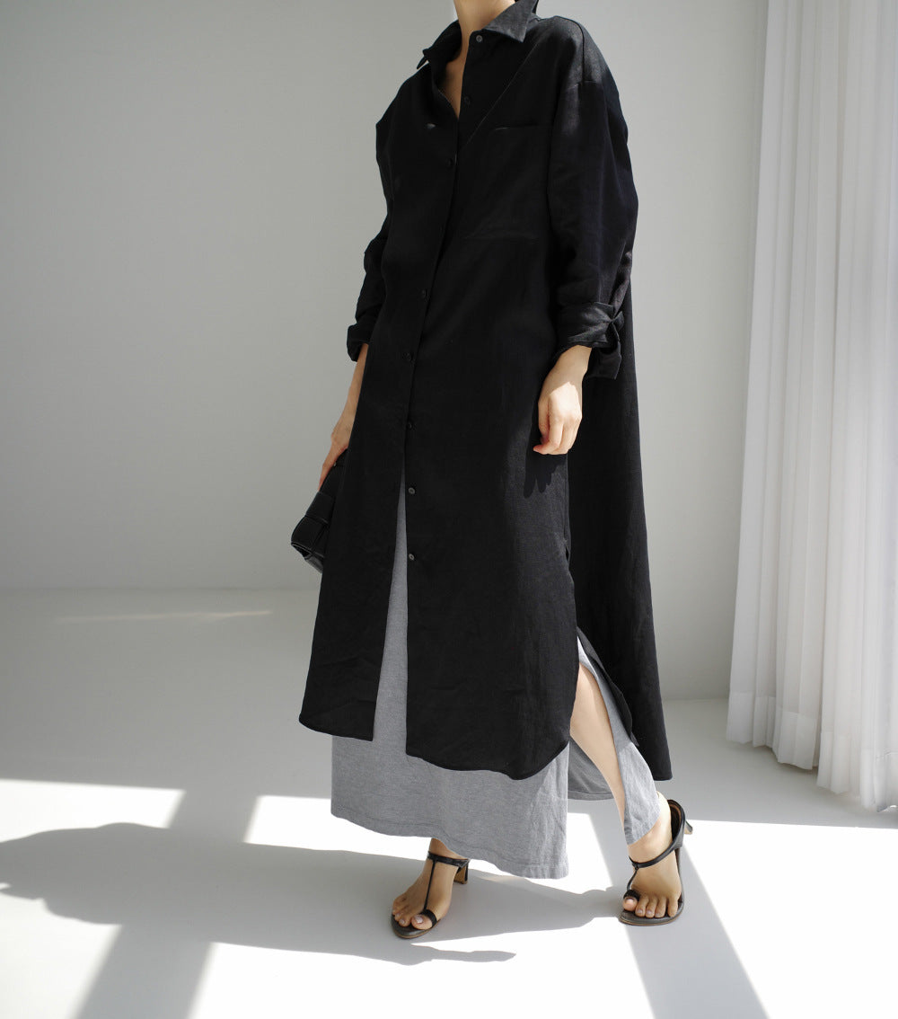 Casual Cotton Plus Sizes Long Sleeves Shirts Dresses