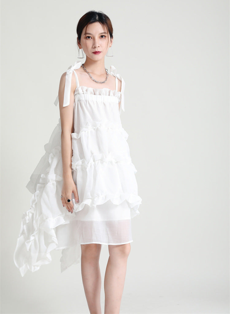 Designed Summer Irregular Spaghetti Straps Mini Dresses