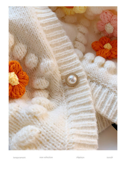 3d Designed Handmade Knitted Flower Cardigans