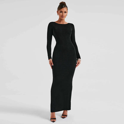 Sexy Backless Lace Up Long Sleeves Dresses