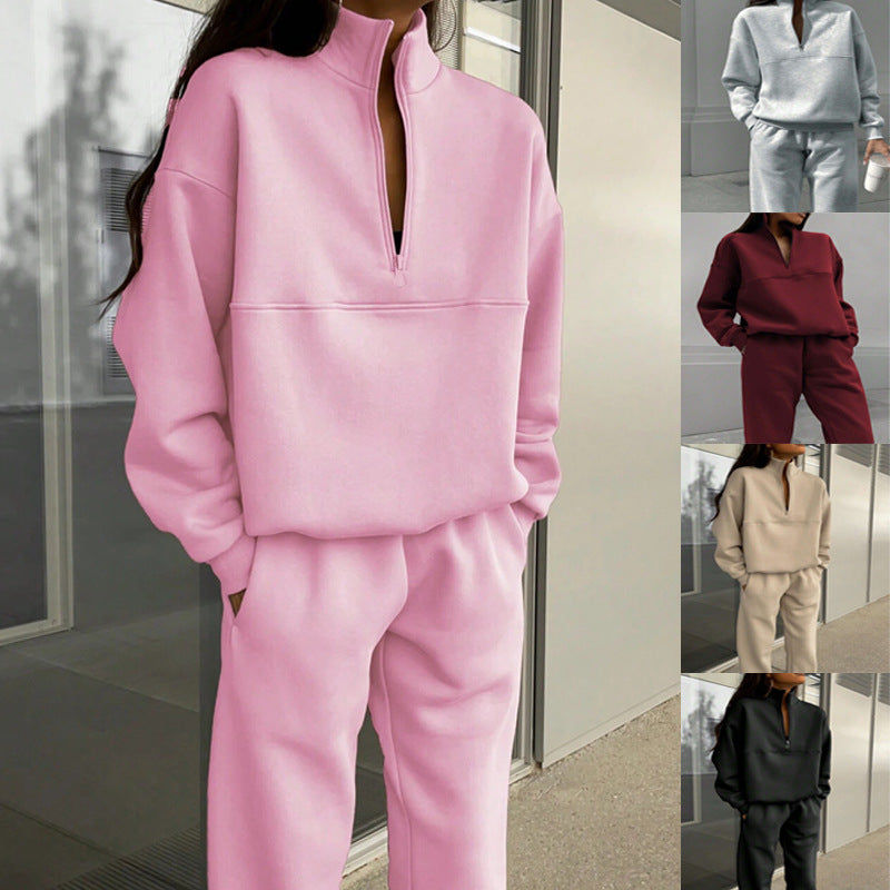 Fashion Zipper Women Two Pieces Sports Suits