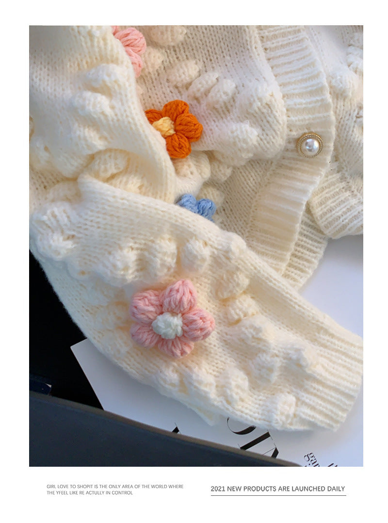 3d Designed Handmade Knitted Flower Cardigans