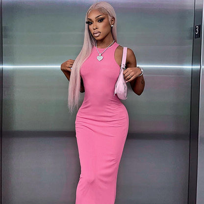 Sexy Fashion Round Neck Sleeveless Long Dresses