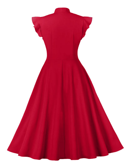 Vintage Ruffled Turnover Collar Dresses