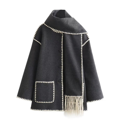 Fashion Women Nylon Coats with Scarves
