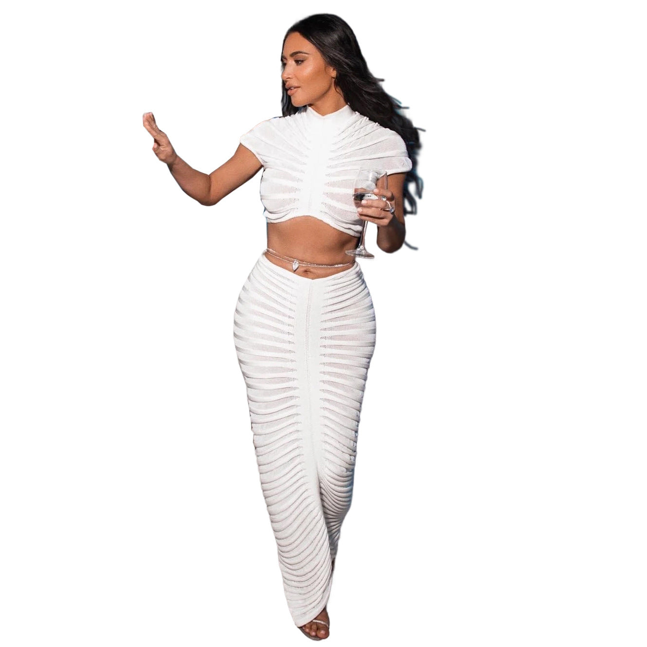 Sexy See Through Knitted Night Party Dress Suits