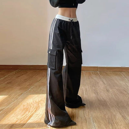 Fashion Black High Waist Black Ankle Tied Pants