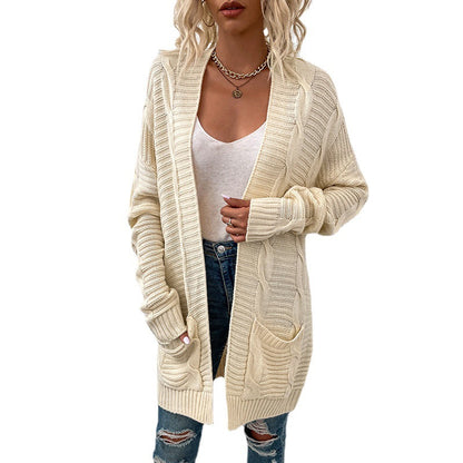 Fashion Twist Design Knitted Long Cardigan Sweaters
