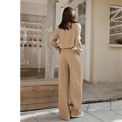 Casual Fall/Winter Two Pieces Tops & Wide Legs Pants
