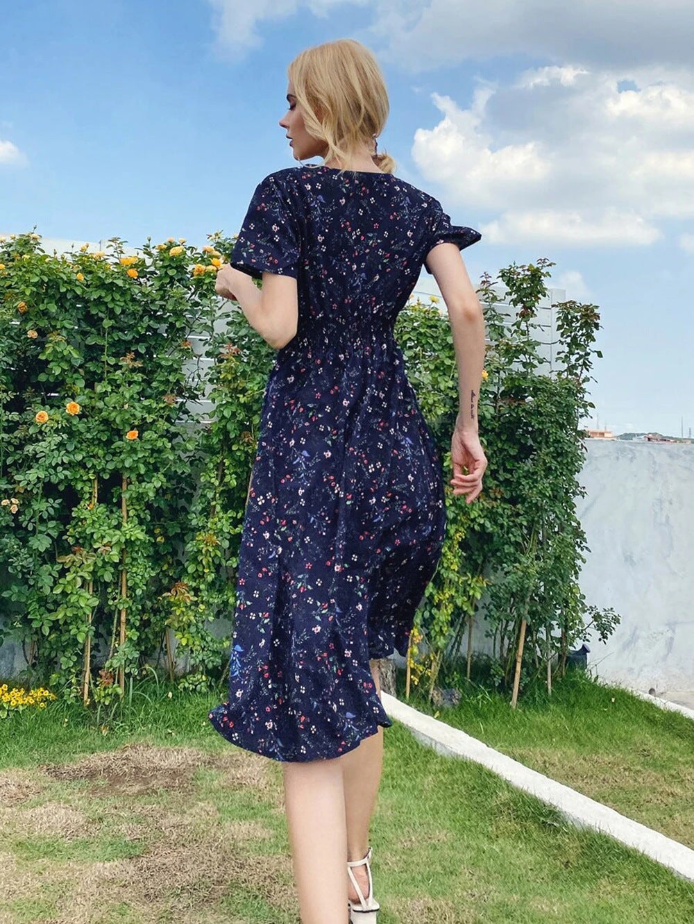 Summer Floral Print Short Sleeves Summer Daily Dresses
